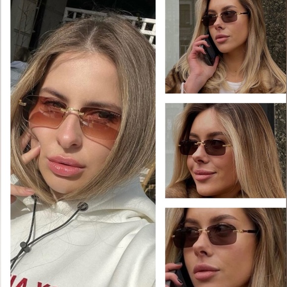 GUCCI VERY COOL ,UNISEX WITH LOGO “ GG” ON RIMLESS RECTANGULAR SUNGLASSES - Picture 5 of 16